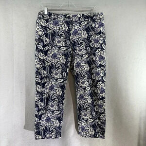 Talbots Pants Women’s 8P Petite Perfect Crop‎ Blue And Purple Floral Chino Pant